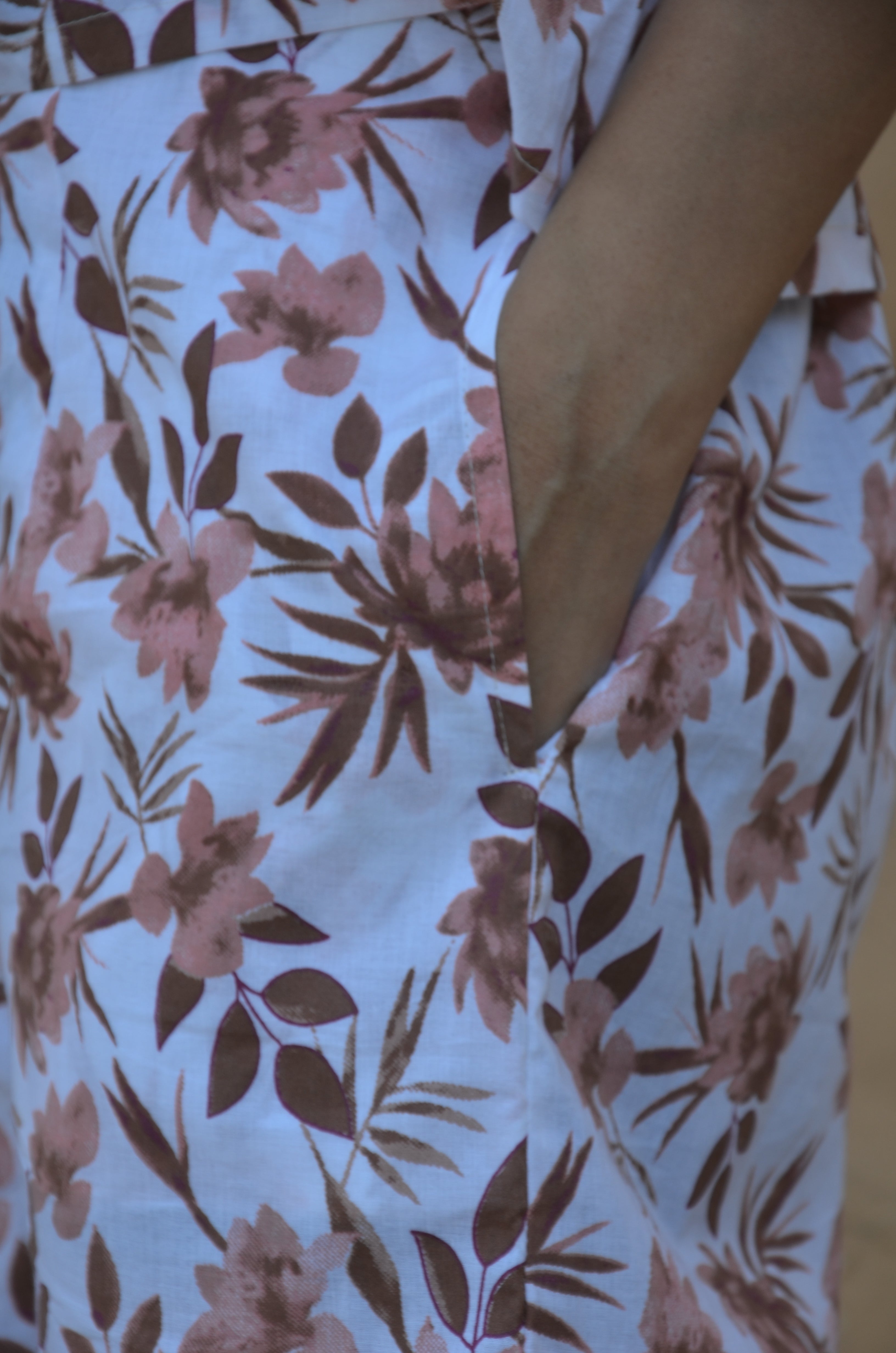 White Floral Printed Sleeveless Cotton Co-ord Set