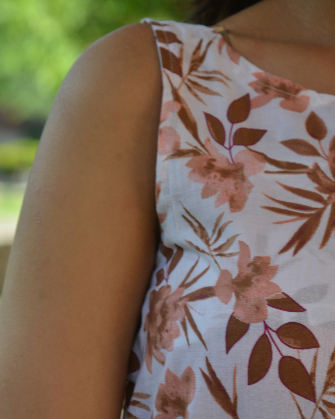 White Floral Printed Sleeveless Cotton Maxi Dress